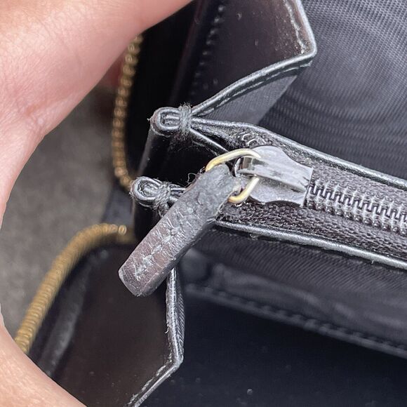 Gucci Black Monogram Leather Zip Wallet Interlocking GG Zipper Pull - Picture 11 of 14